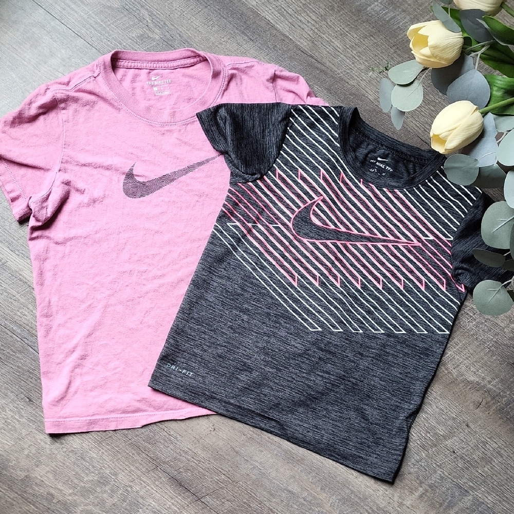 Nike Kids' Pink and Black Short Sleeve Tees Chest5